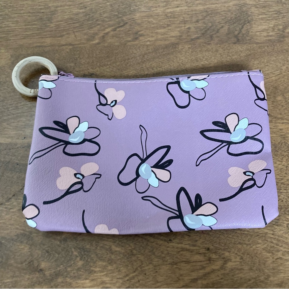 $1 ipsy Mauve Pink/Purple & Floral Glam Bag Make-up Pouch (BUNDLE ONLY)